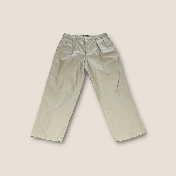 Polo Ralph Lauren Other - Vintage USA Polo Ralph Lauren Mens Khaki Pleated Twill Preppy Pants Size 36x30